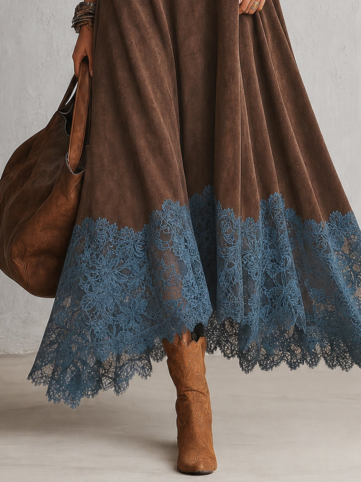 Vestido largo de ante Pía