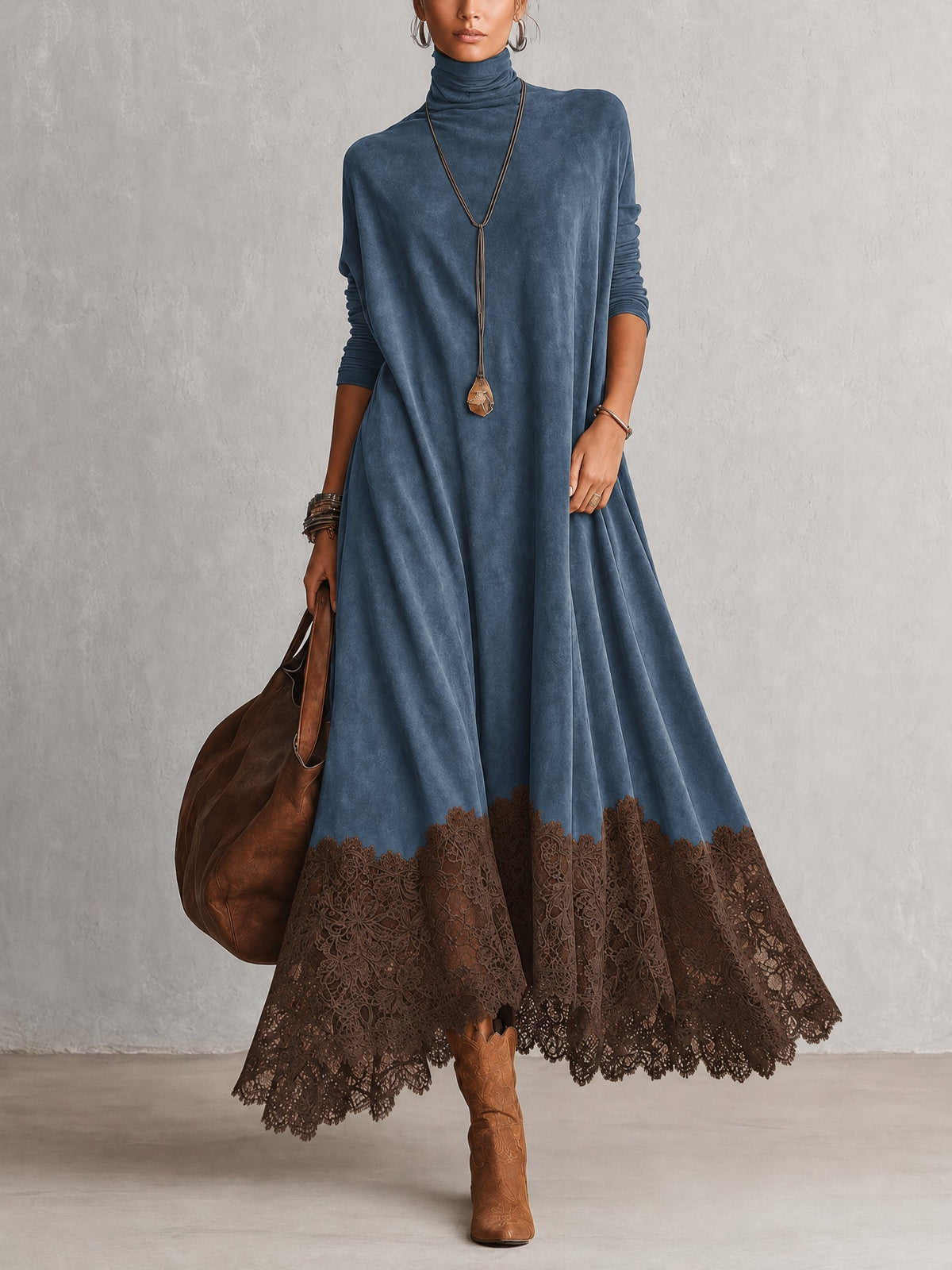 Vestido largo de ante Pía