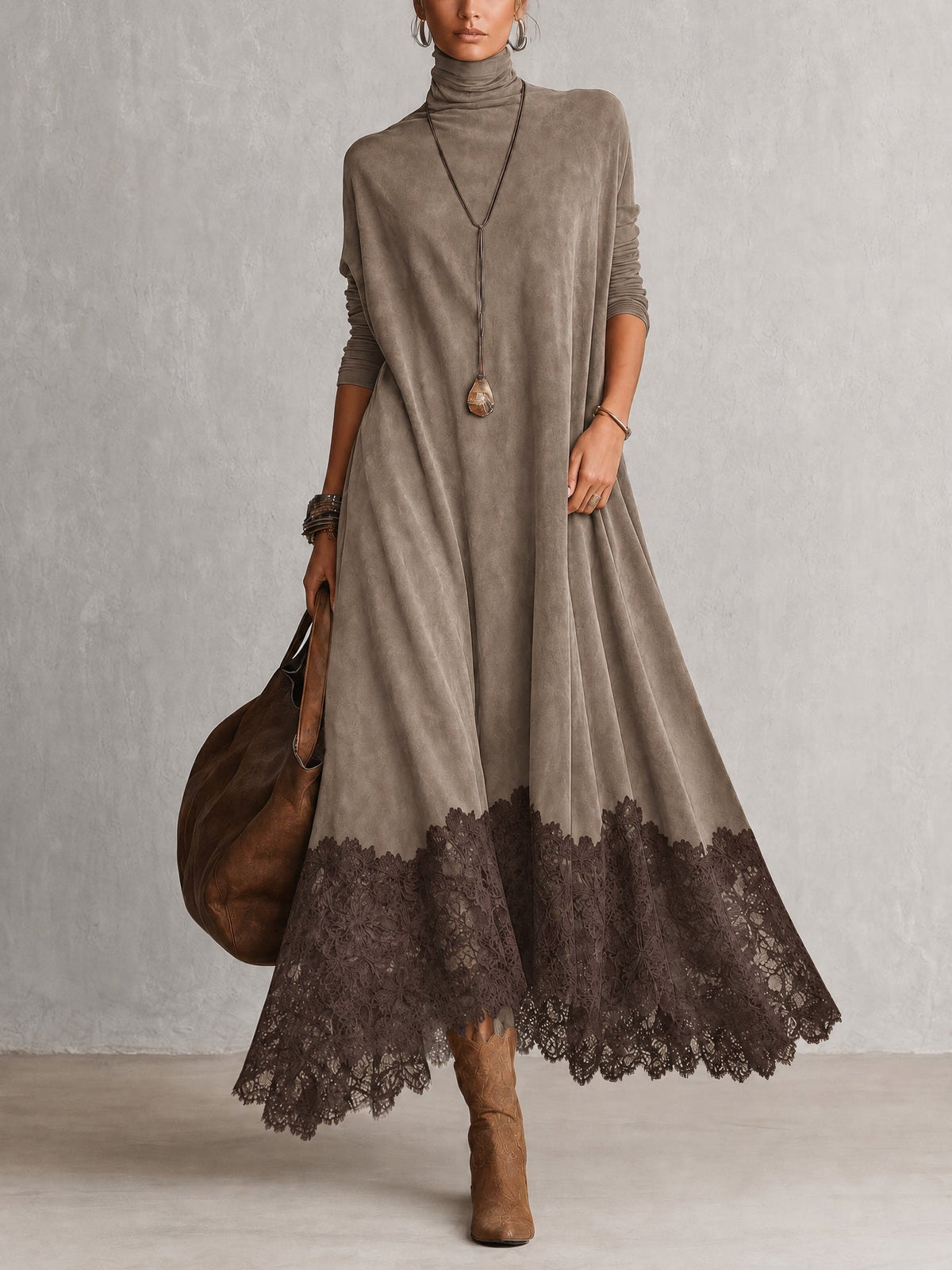 Vestido largo de ante Pía