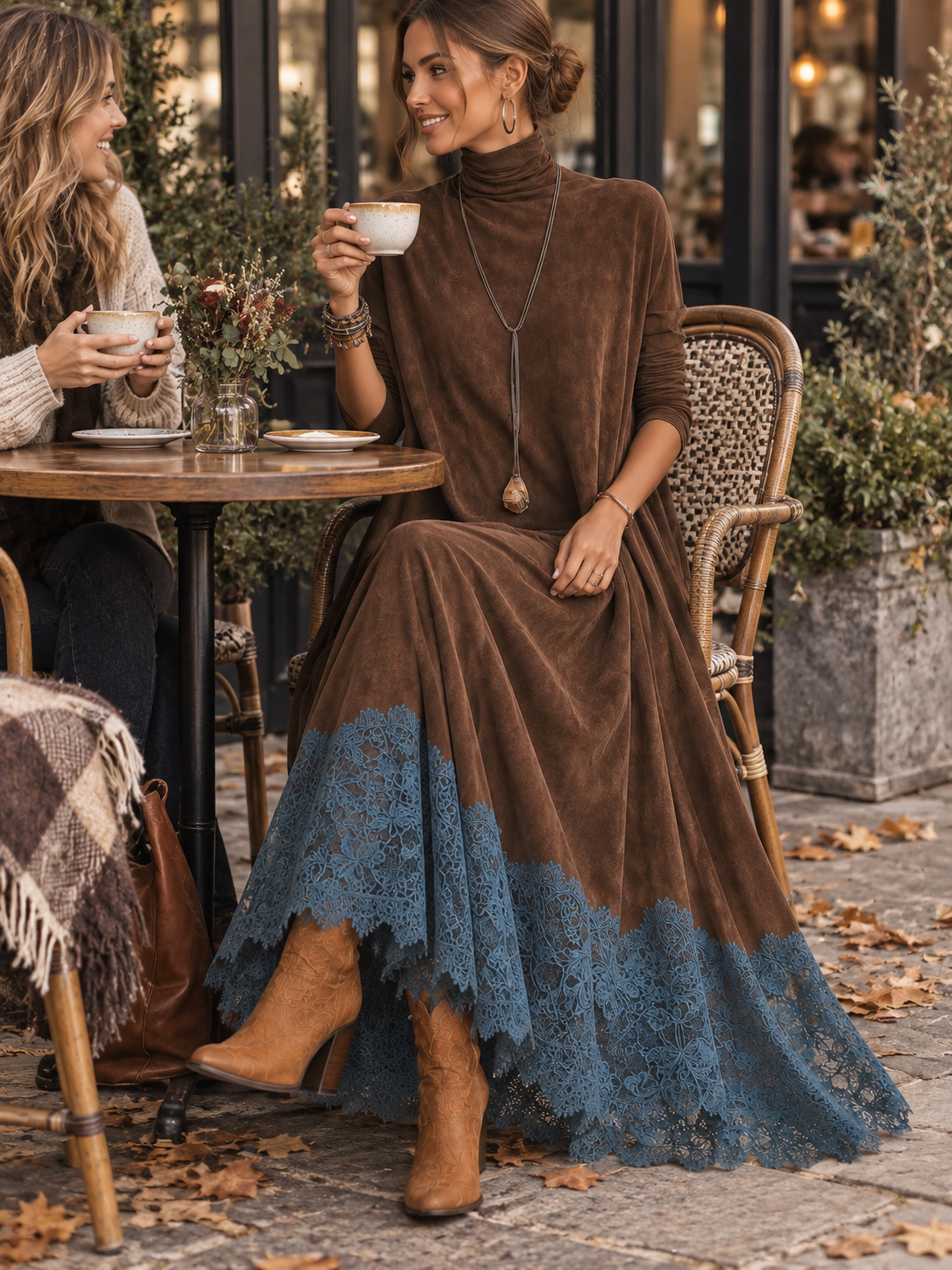 Vestido largo de ante Pía