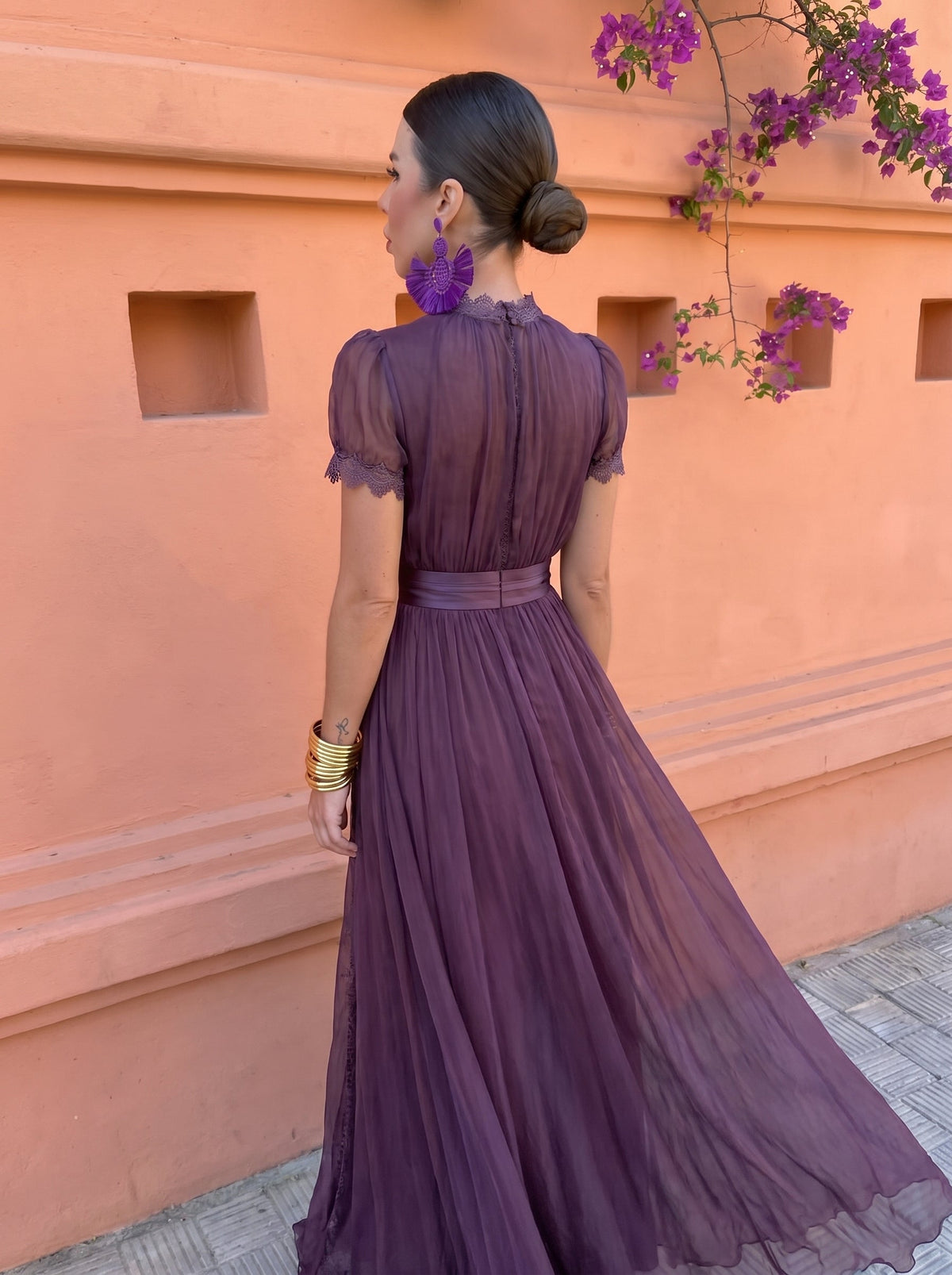Vestido largo de gasa Cayetana