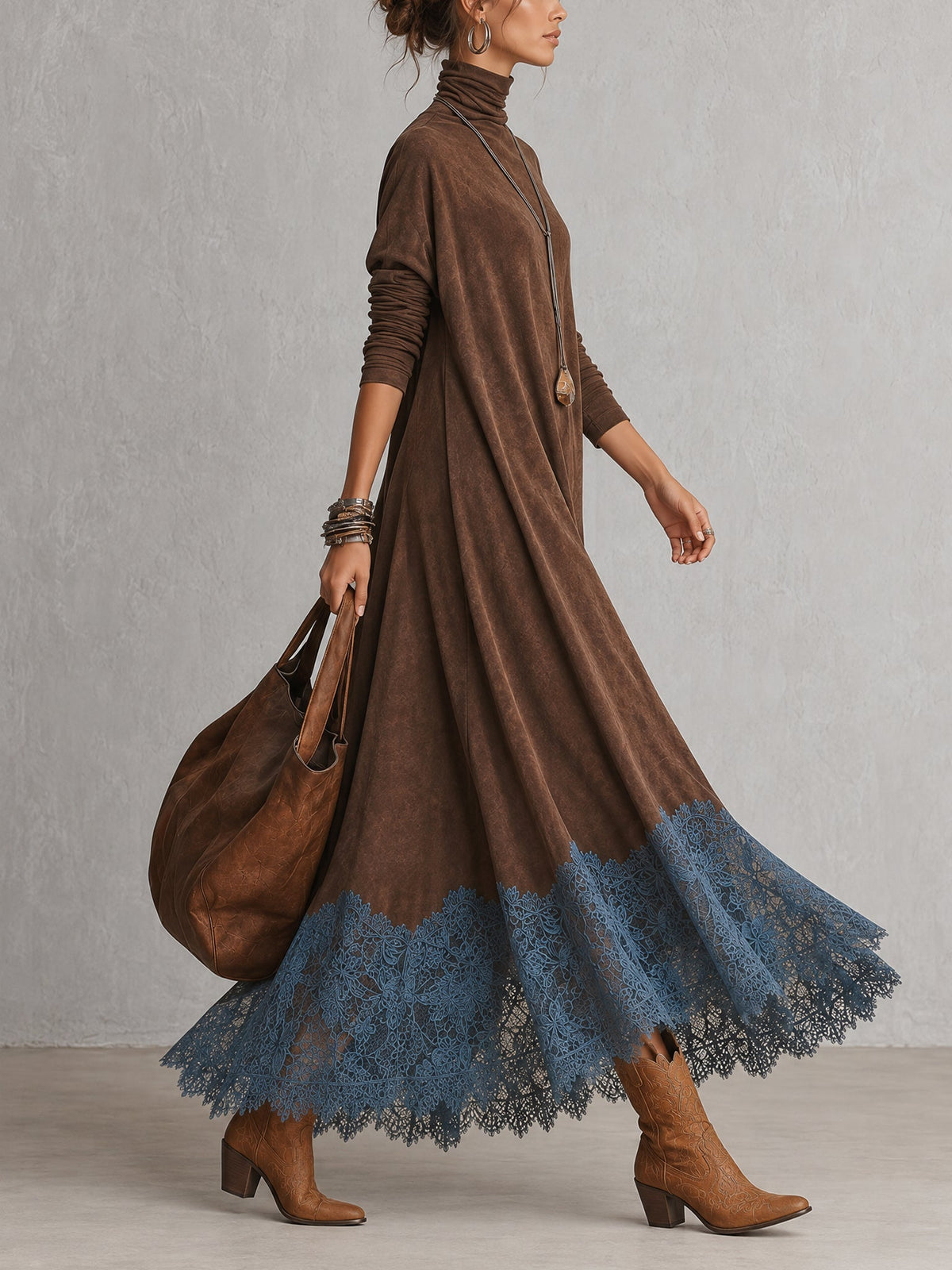 Vestido largo de ante Pía