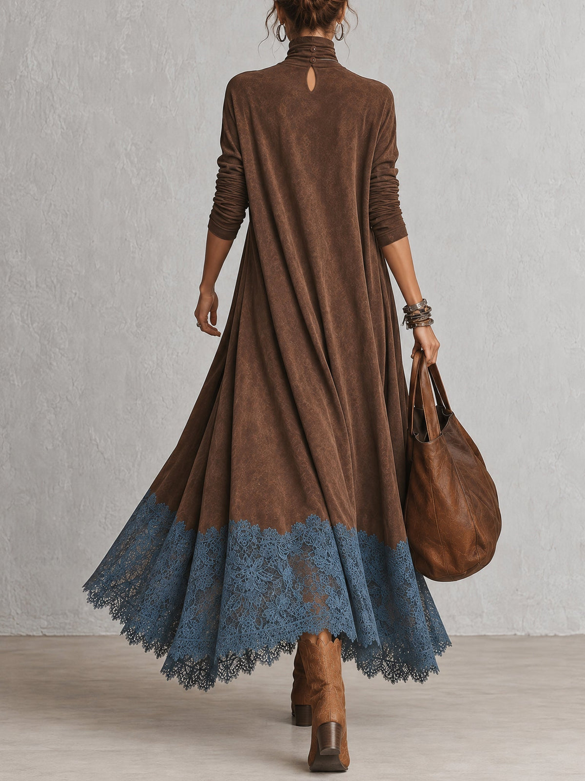 Vestido largo de ante Pía