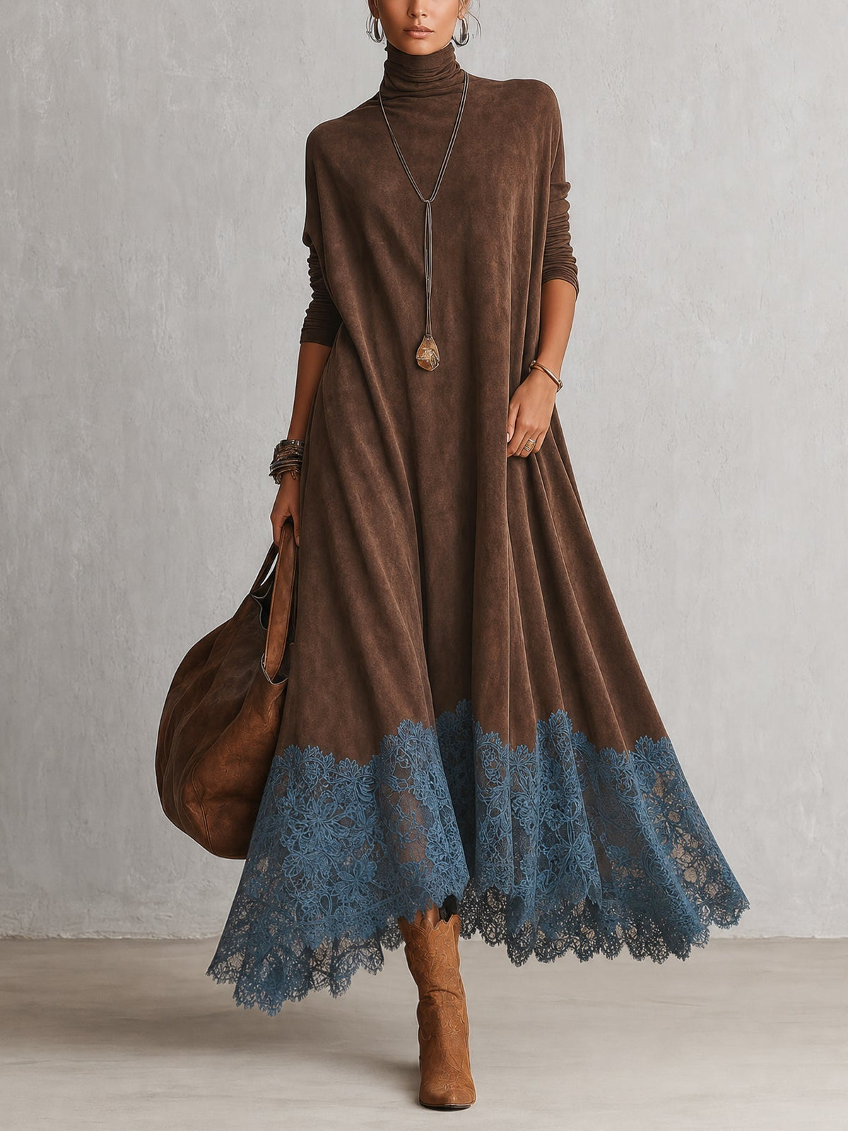 Vestido largo de ante Pía