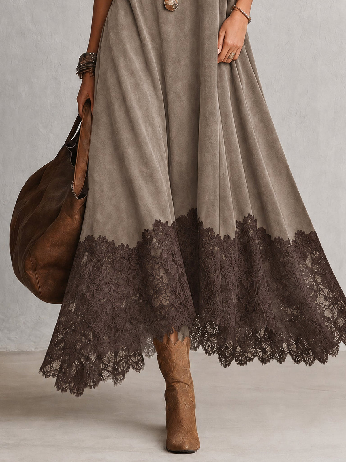 Vestido largo de ante Pía